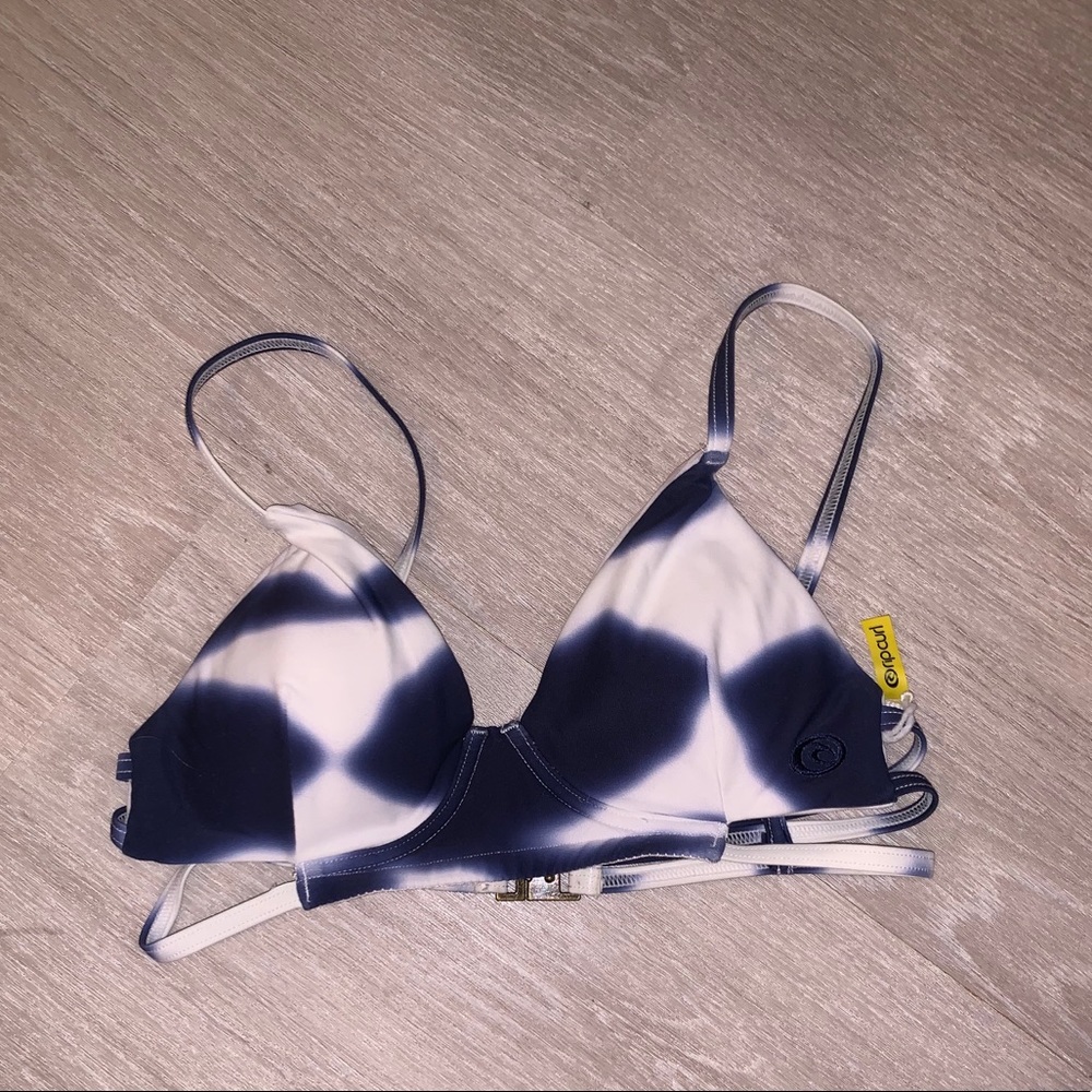 Rip curl blue and white tie die bikini top